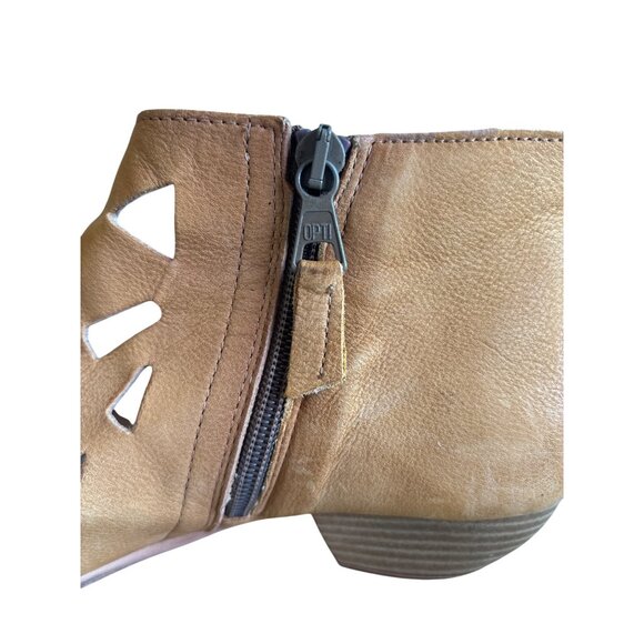 Miz Mooz Leather Cut Out Ankle Sandals Zip Wheat Tan Size‎ 39 8.5-9 Boho Current - Picture 6 of 12